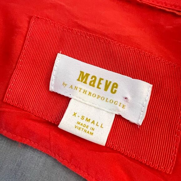 Anthropologie Maeve Red Open-Back Viscose Tie Waist Wrap Midi Dress XS - Picture 10 of 13